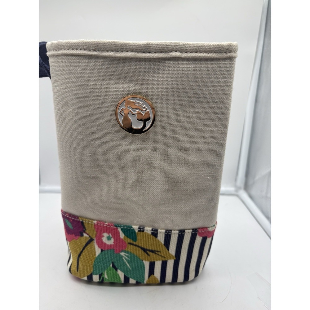 Spartina 449 Double Wine Caddy Bag Canvas Beige Floral Stripe Mermaid Medallion